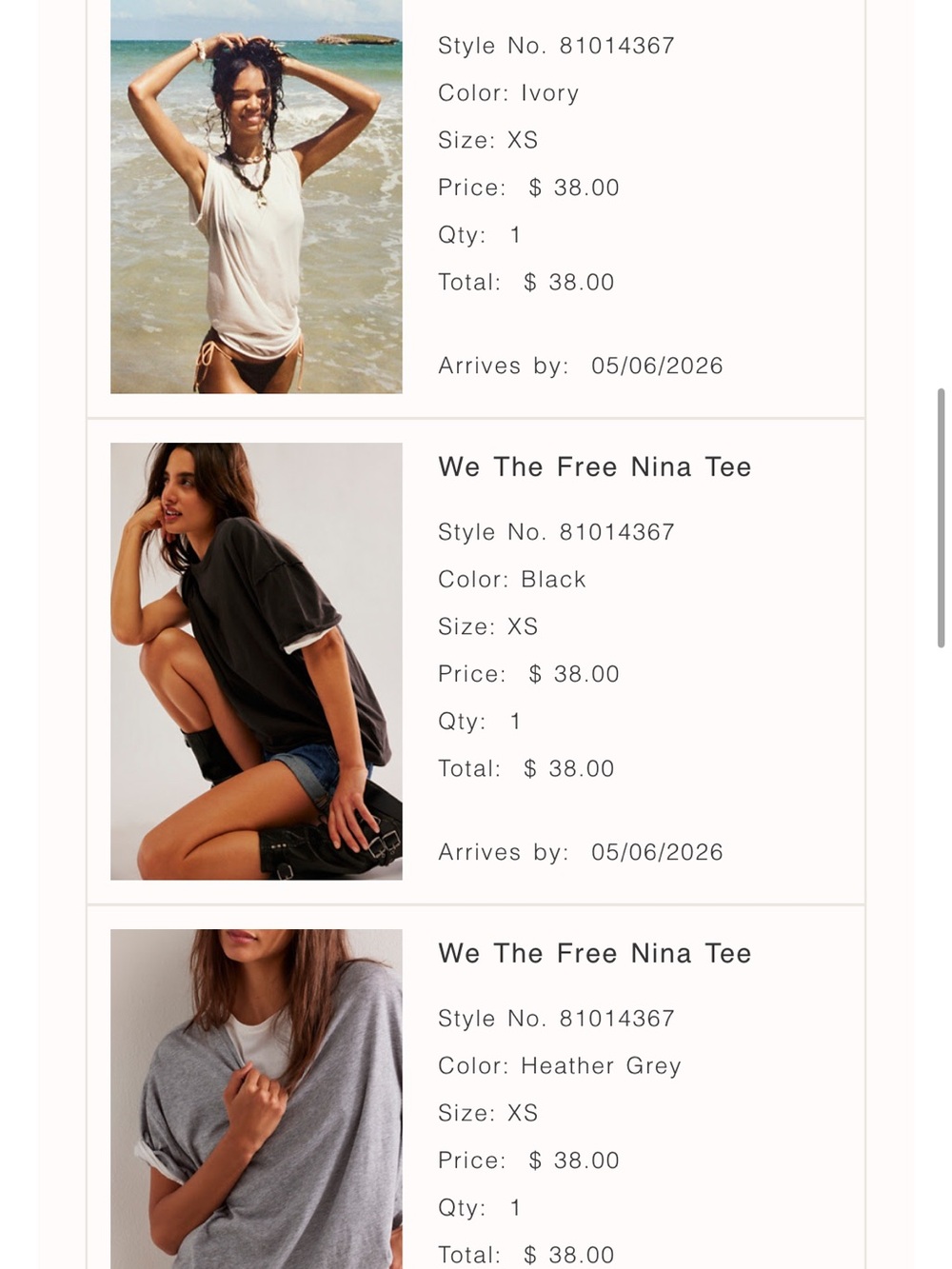 We The Free Nina Tees - White, Black & Heather Grey (3 tees)
